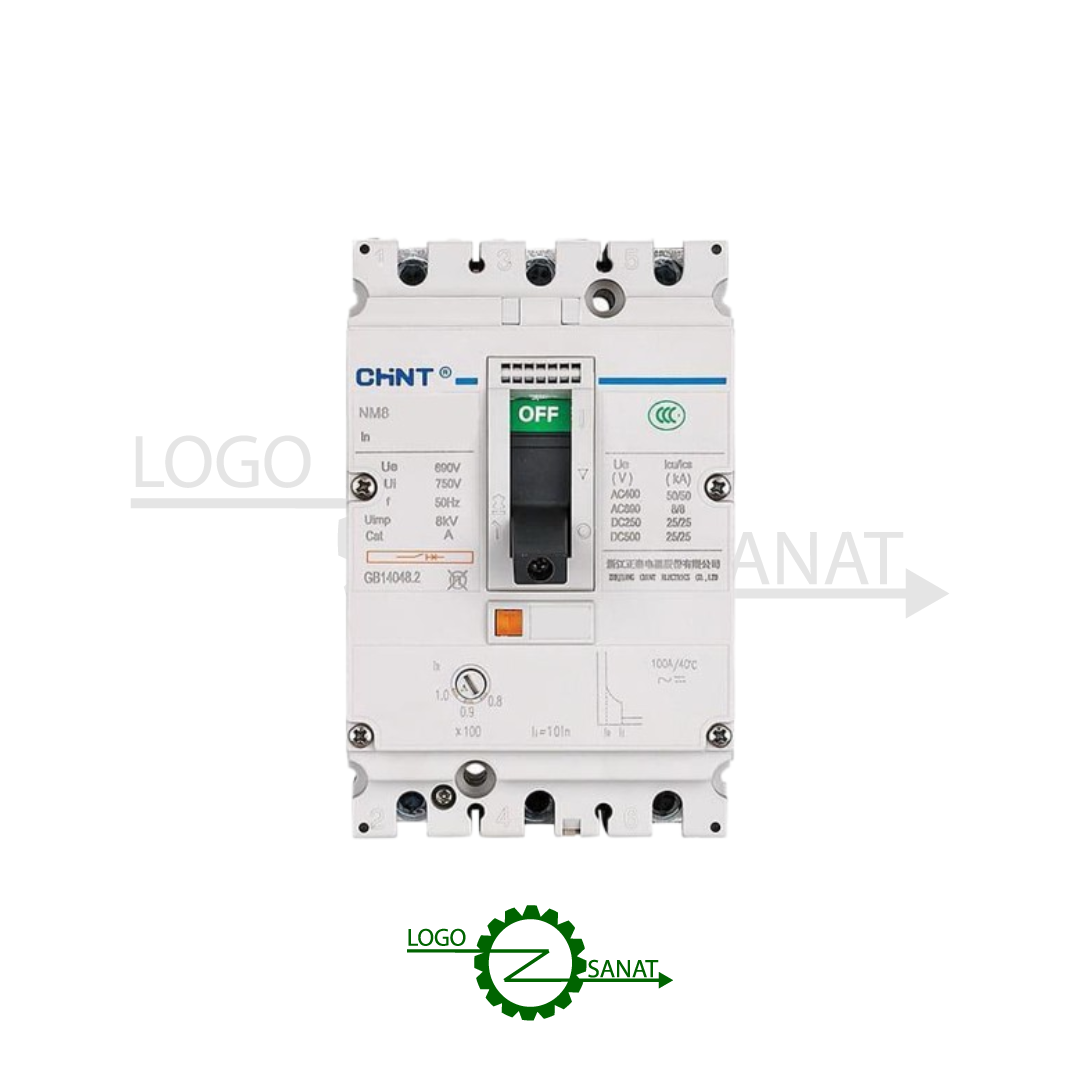 کلید اتوماتیک قابل تنظیم ۱۰۰ آمپر CHiNT سری NM8N